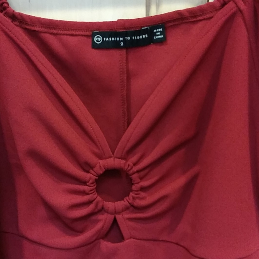 Fashion To Figure Deep Red Crop Top - Picture 5 of 7